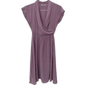EUC Tucker Lavender Silk Drape Cross Front Midi Dress XS Petite